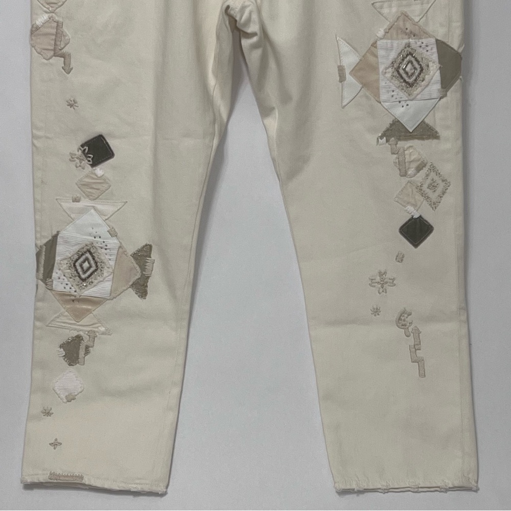 New Polo Ralph Lauren Avery Boyfriend Ivory‎ Wash Patchwork Jeans - Picture 3 of 14